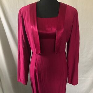 Maroon Bill Levkoff Satin Maxi Dress with Matching Jacket